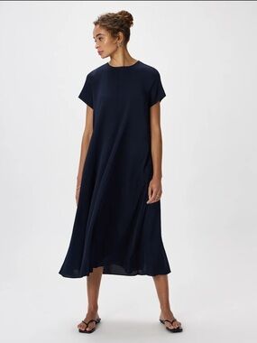 Quince Mulberry Silk Maxi Dress Navy S NWT